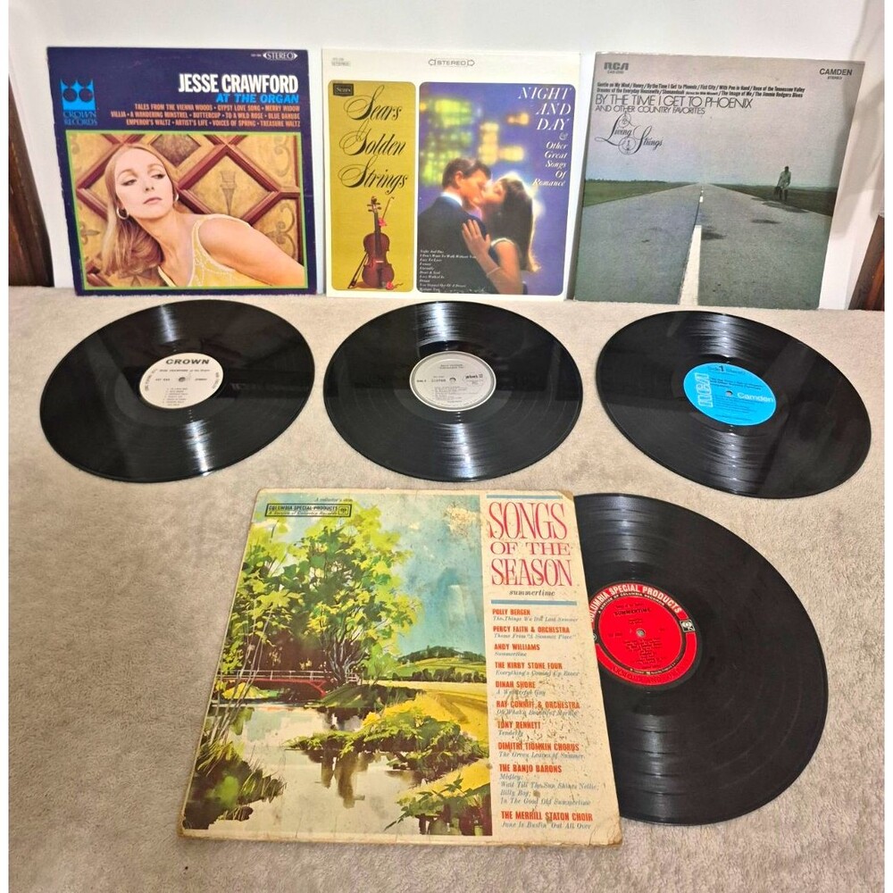 Jesse Crawford At The Organ & Living Strings Vinyl LP Lot Crown CST 486 CAS-2285